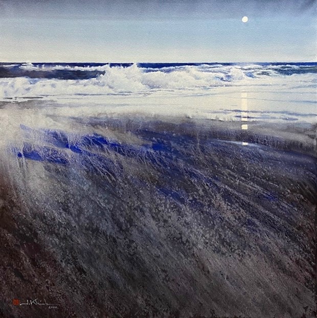 The water colour painting "Blue Moon" by Vietnamese artist Bui Xuan Khanh. (Photo: VNA)