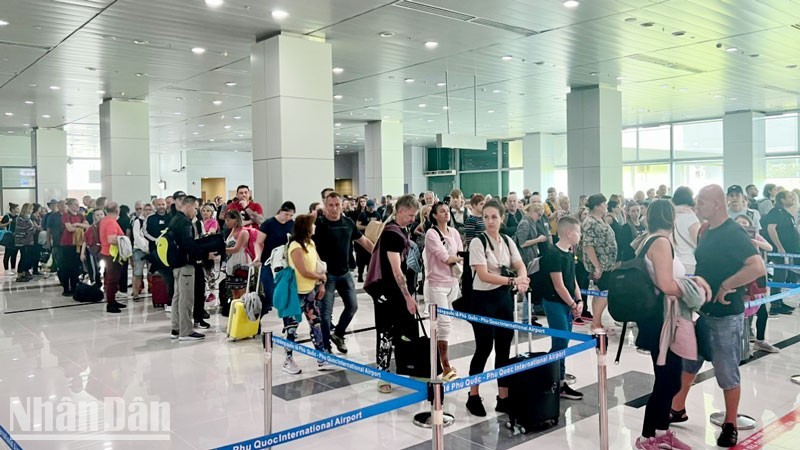 Czech tourists at Phu Quoc International Airport.