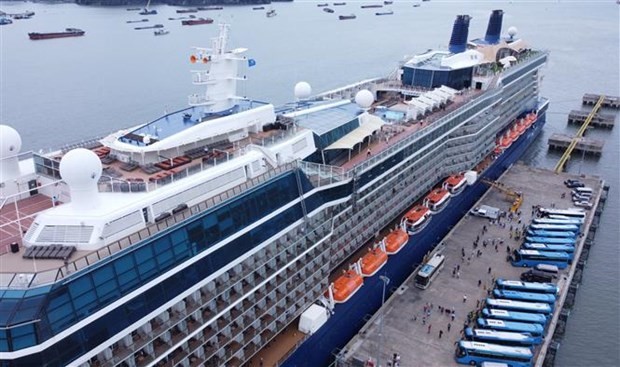 Malta-flagged Celebrity Solstice docks at Ha Long. (Photo: VNA)