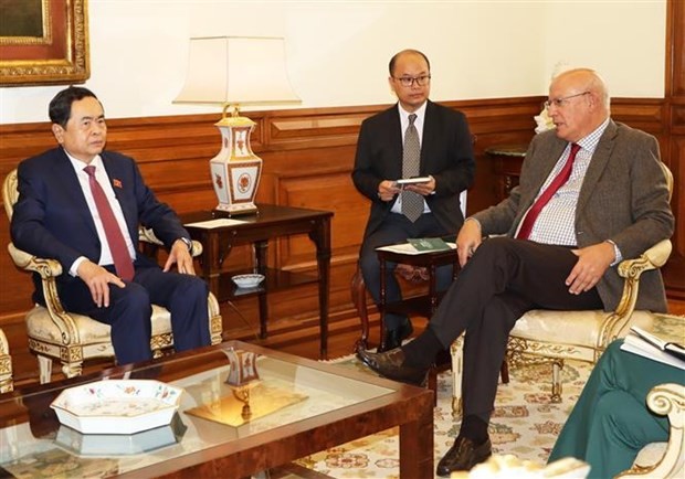 President of the Assembly of Portugal Augusto Santos Silva receives Standing Vice Chairman of the Vietnamese National Assembly Tran Thanh Man. (Photo: VNA)