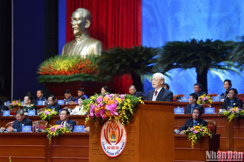 General Secretary Nguyen Phu Trong speaks at the congress. (Photo: NDO/Dang Khoa)