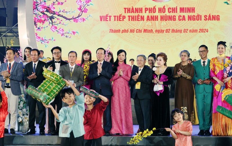 President Vo Van Thuong and his wife at the programme. (Photo: VNA)