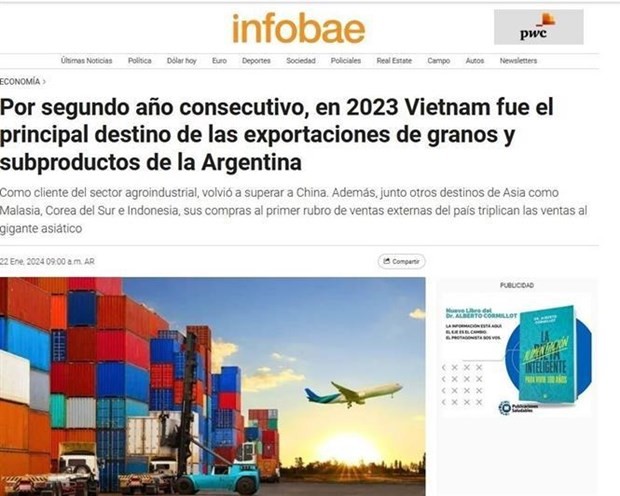 A screenshot of the Infobae newspaper (Photo: VNA)