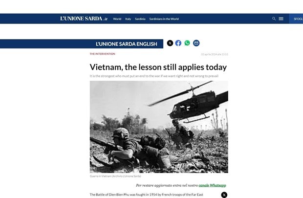 The article on the Dien Bien Phu Victory published on L’Unione Sarda.