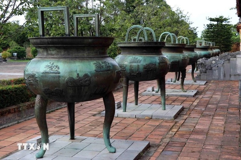 The nine tripod cauldrons in the Hue Imperial Citadel. (Photo: VNA)