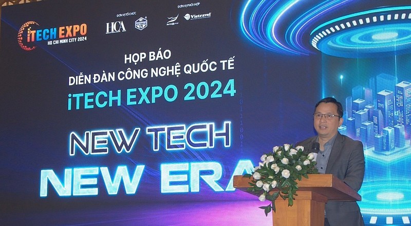 Lam Nguyen Hai Long, Chairman of the Ho Chi Minh City Computer Association speaks at the press conference (Photo: congthuong.vn)