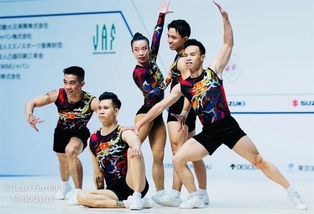 The Vietnamese aerobics team earned gold medal in Japan.