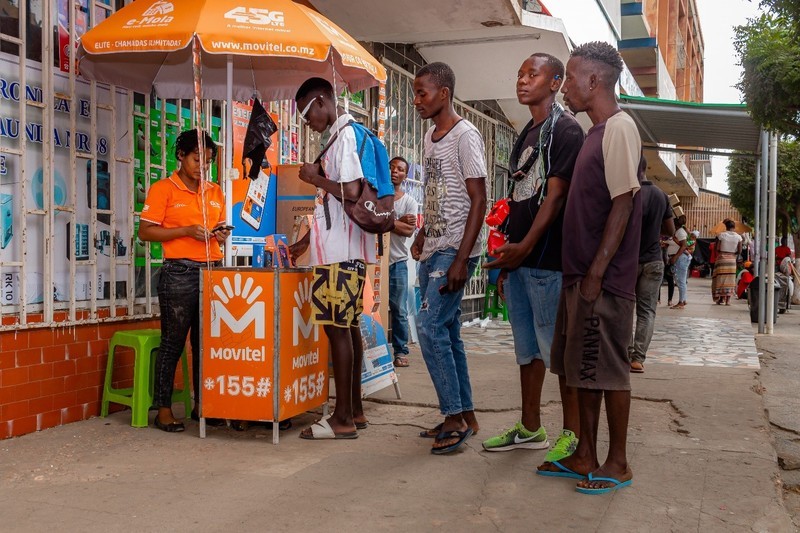 A Movitel service stand in Mozambique.