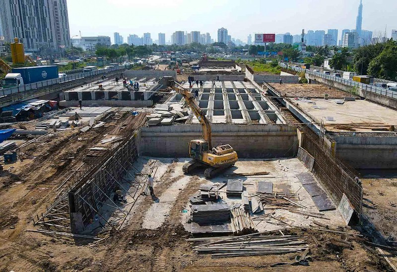 The construction site of the An Phu Interchange in Ho Chi Minh City. (Photo: Minh Quan)