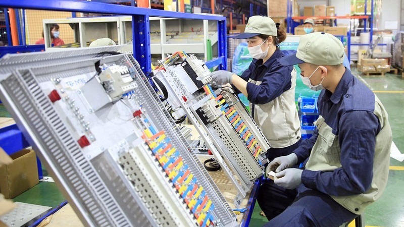 Manufacturing at an industrial park in Thuong Tin District, Hanoi.