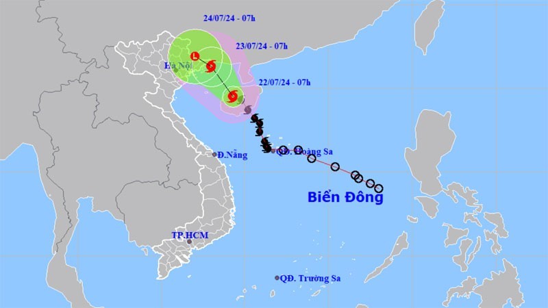 The projected path of Typhoon Prapiroon. (Source: nchmf.gov.vn)