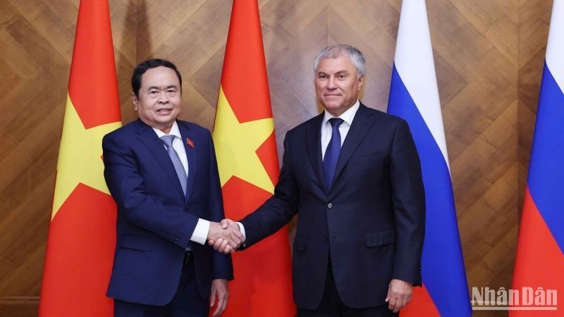 Chairman of the Vietnamese National Assembly Tran Thanh Man and Chairman of the State Duma of the Federal Assembly of the Russian Federation Vyacheslav Victorovich Volodin.