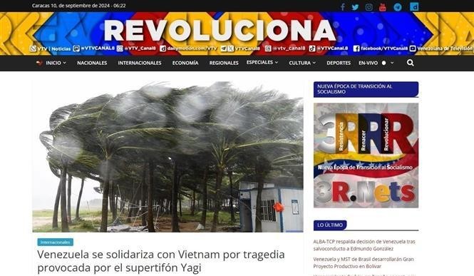 Venezuela's national broadcaster highlights the solidarity of the Vietnamese people, and affirms it will help the Southeast Asian country to recover from typhoon Yagi. (Photo: VNA)