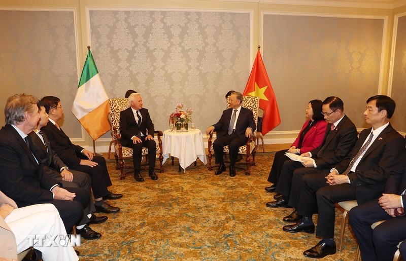 Party General Secretary and State President To Lam (R) receives Honourary Consul of Vietnam in Ireland Patrick McKillen (Photo: VNA)