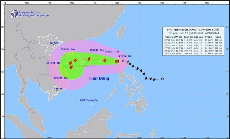 A map tracking Tropical Storm Trami (Source: National Centre for Hydro-Meteorological Forecasting)