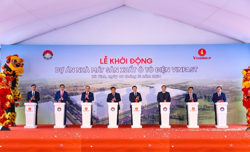 The ceremony to kick off construction of Vinfast's automobile plant in Ha Tinh.