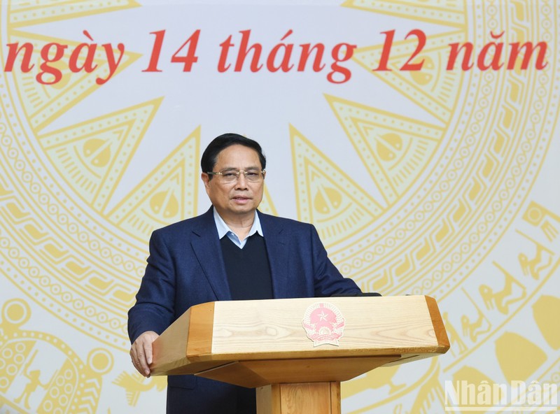 PM Pham Minh Chinh speaks at the meeting. (Photo: Tran Hai)