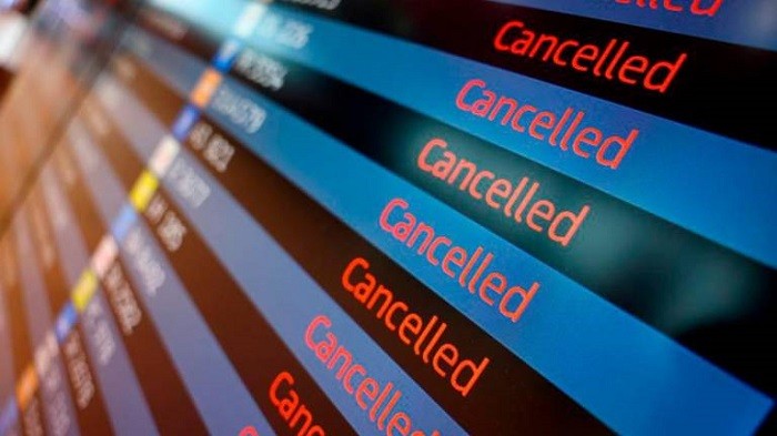 Over 1,500 flights in and out of the United States have been canceled as of Sunday evening as storms battered the country's northeast over the weekend.