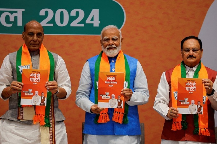 Indian Prime Minister Narendra Modi's Bharatiya Janata Party (BJP) has pledged to create jobs, boost infrastructure and expand welfare programs if it wins a third term in the marathon general election, starting in less than a week.
