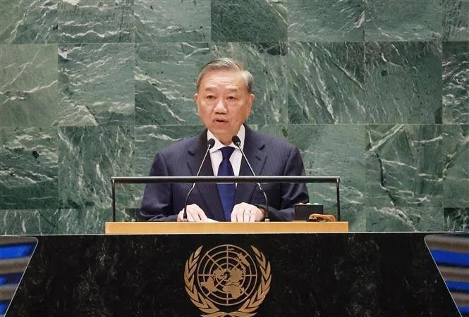 Party General Secretary and President To Lam speaks at the UN Summit of the Future (Photo: VNA)