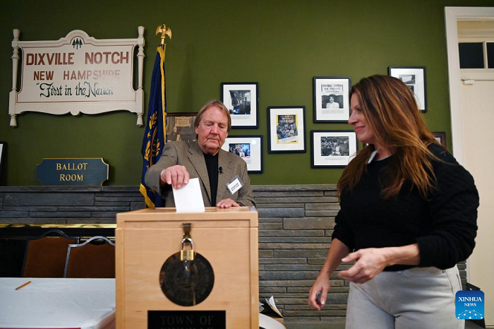 Voters in Dixville Notch, New Hampshire, went to the polls early Tuesday morning, marking the official start of Election Day voting for the 2024 U.S. presidential election. (Photo: Xinhua)