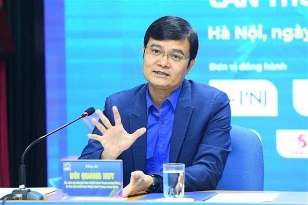 Bui Quang Huy, First Secretary of the HCYU Central Committee, speaks at the press conference. (Photo: VNA)