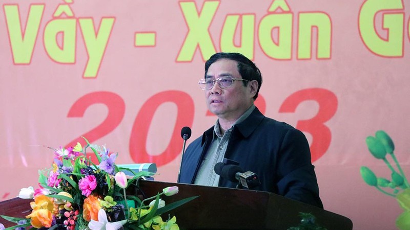 Prime Minister Pham Minh Chinh speaks at the event.