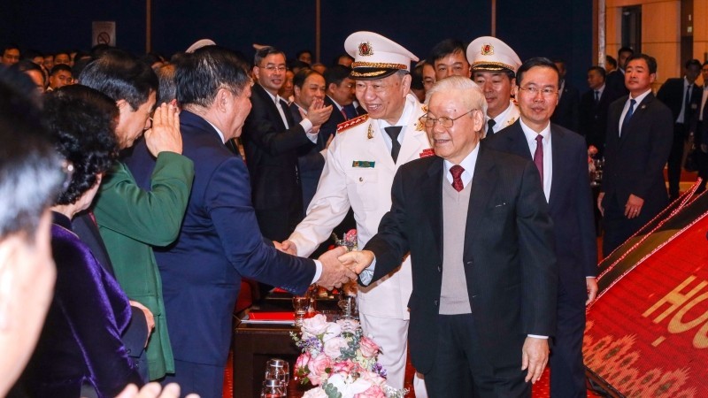 Party General Secretary Nguyen Phu Trong and President Vo Van Thuong attend the ceremony.