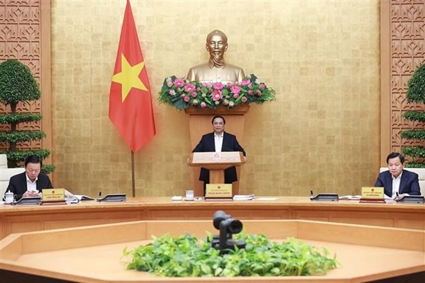 Prime Minister Pham Minh Chinh speaks at the Government’s monthly law-making session. (Photo: VNA)