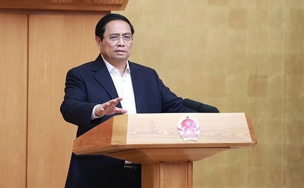 PM Pham Minh Chinh speaks at the event. (Photo: VNA)