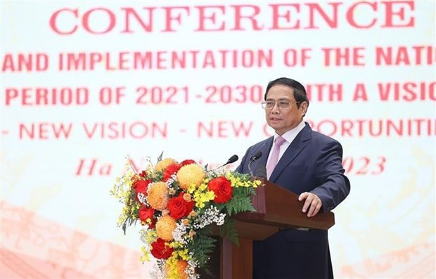 Prime Minister Pham Minh Chinh speaks at the event (Photo: VNA)