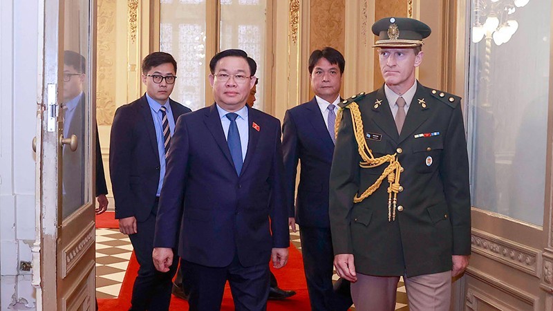 NA Chairman Vuong Dinh Hue meets with Argentinean President Alberto Angel Fernandez. (Photo: Doan Tan)