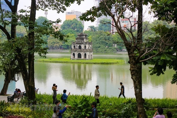 The Turtle Tower on Hoan Kiem Lake, an icon of Hanoi. (Photo: VNA)