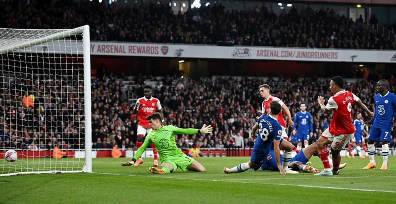 Arsenal's Gabriel Jesus scores their third goal - Premier League - Arsenal v Chelsea - Emirates Stadium, London, the UK - May 2, 2023. (Photo: Reuters)