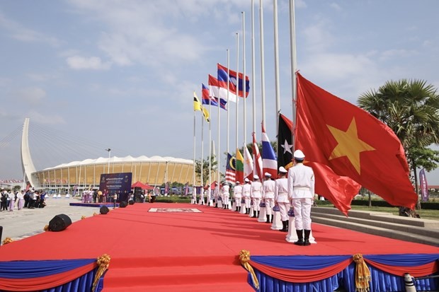 The flag-raising ceremony of the 32nd SEA Games. (Photo: VNA)