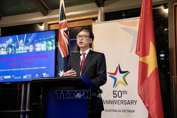 Vietnamese Ambassador to Australia Nguyen Tat Thanh speaks at the event. (Photo: VNA)