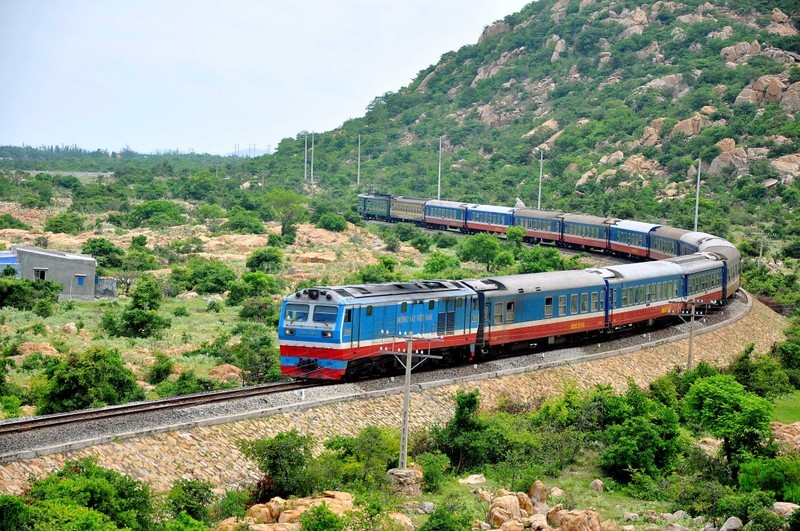 A North-South passenger train of the Vietnam Railways Corporation.