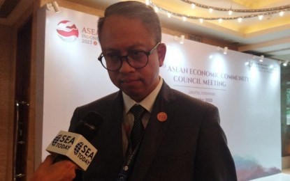 Indonesian Deputy for the coordination of international economic cooperation at the Coordinating Ministry for Economic Affairs, Edi Prio Pambudi, during the 22nd AECC meeting in Jakarta on May 6, 2023. (Photo: antaranews.com)