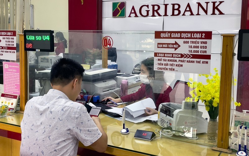 Customers make transactions at an Agribank branch.