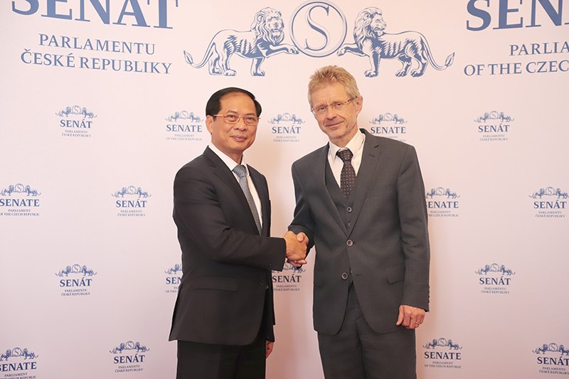 Minister of Foreign Affairs Bui Thanh Son and Czech Senate President Milos Vystrcil.