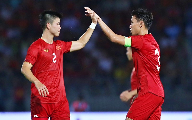 Que Ngoc Hai scores the only goal for Vietnam. (Photo: VOV)