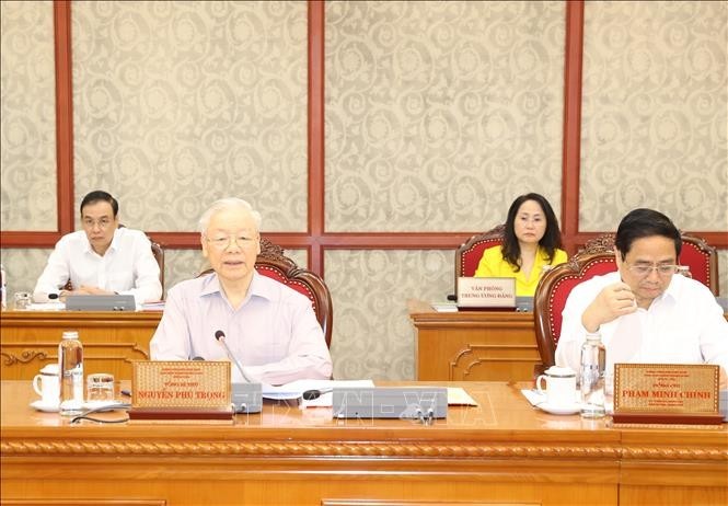 Party General Secretary Nguyen Phu Trong speaks at the meeting. (Photo: VNA)