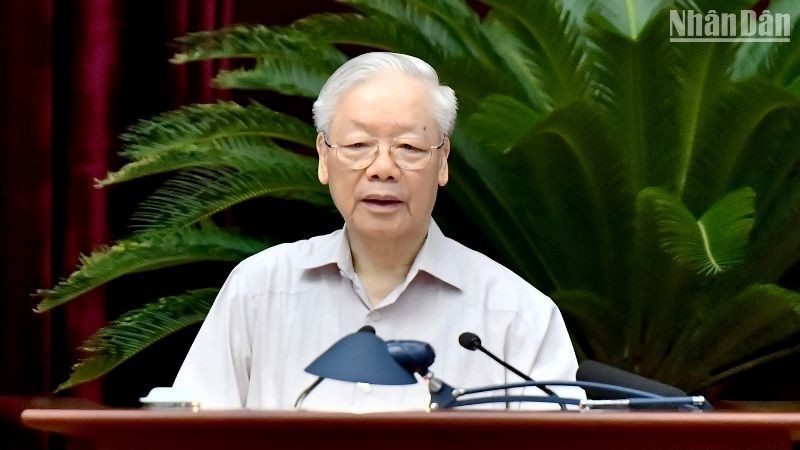 Party General Secretary Nguyen Phu Trong speaks at the conference. (Photo: NDO/Dang Khoa) 