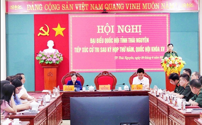 General Phan Van Giang speaks at the meeting.