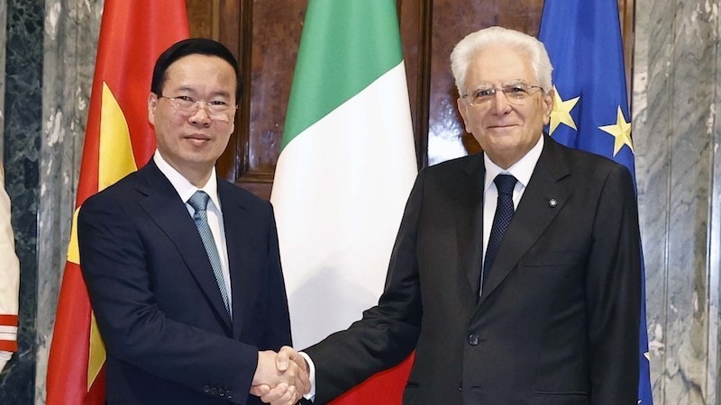 President Vo Van Thuong and Italian President Sergio Mattarella (Photo: VNA)