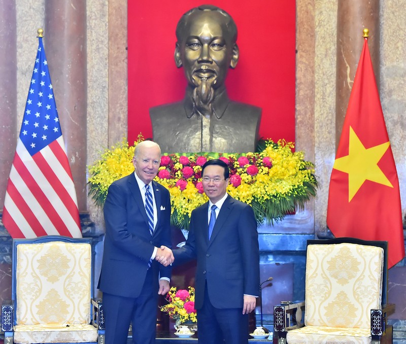 President Vo Van Thuong hosts a reception in Hanoi on September 11 for US President Joseph R. Biden Jr. (Photo: NDO/Thuy Nguyen)