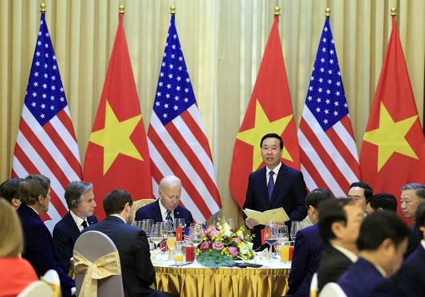 President Vo Van Thuong speaks at the banquet. (Photo: VNA)