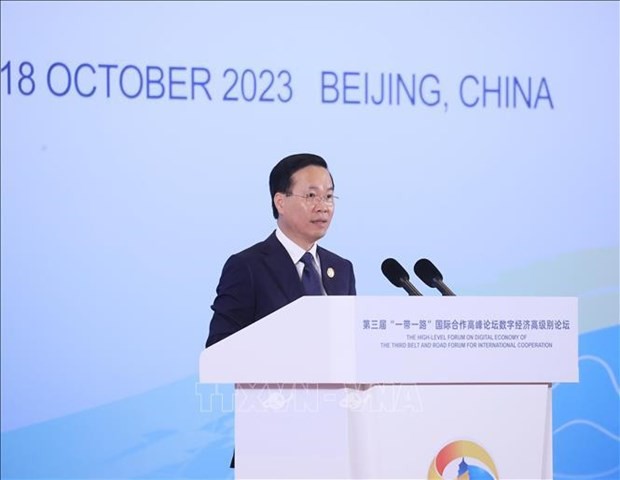 President Vo Van Thuong speaks at the third Belt and Road Forum for International Cooperation (BRF). (Photo: VNA)