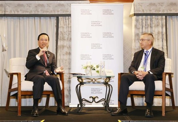 President Vo Van Thuong attends a policy discussion at the Council on Foreign Relations in San Francisco. (Photo: VNA) 