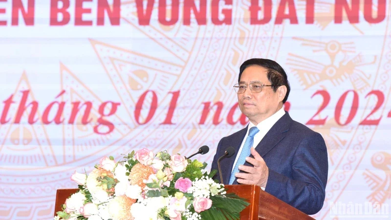 PM Pham Minh Chinh speaks at the event. (Photo: NDO/Tran Hai)